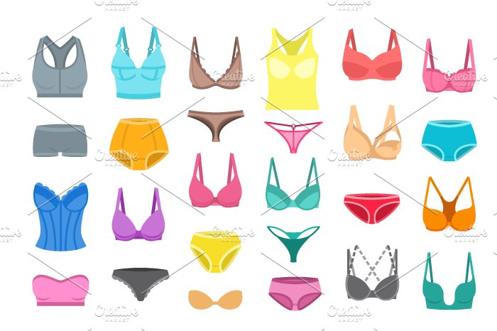 Women underwear design flat icons cover image.