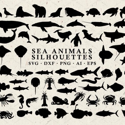 Sea Animals Silhouettes Vector Pack cover image.
