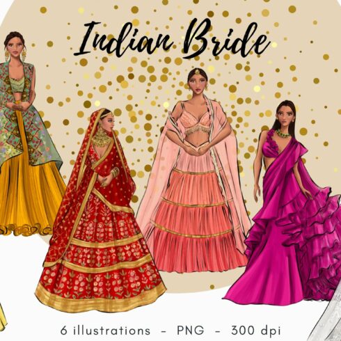 Indian Bride clipart PNG cover image.