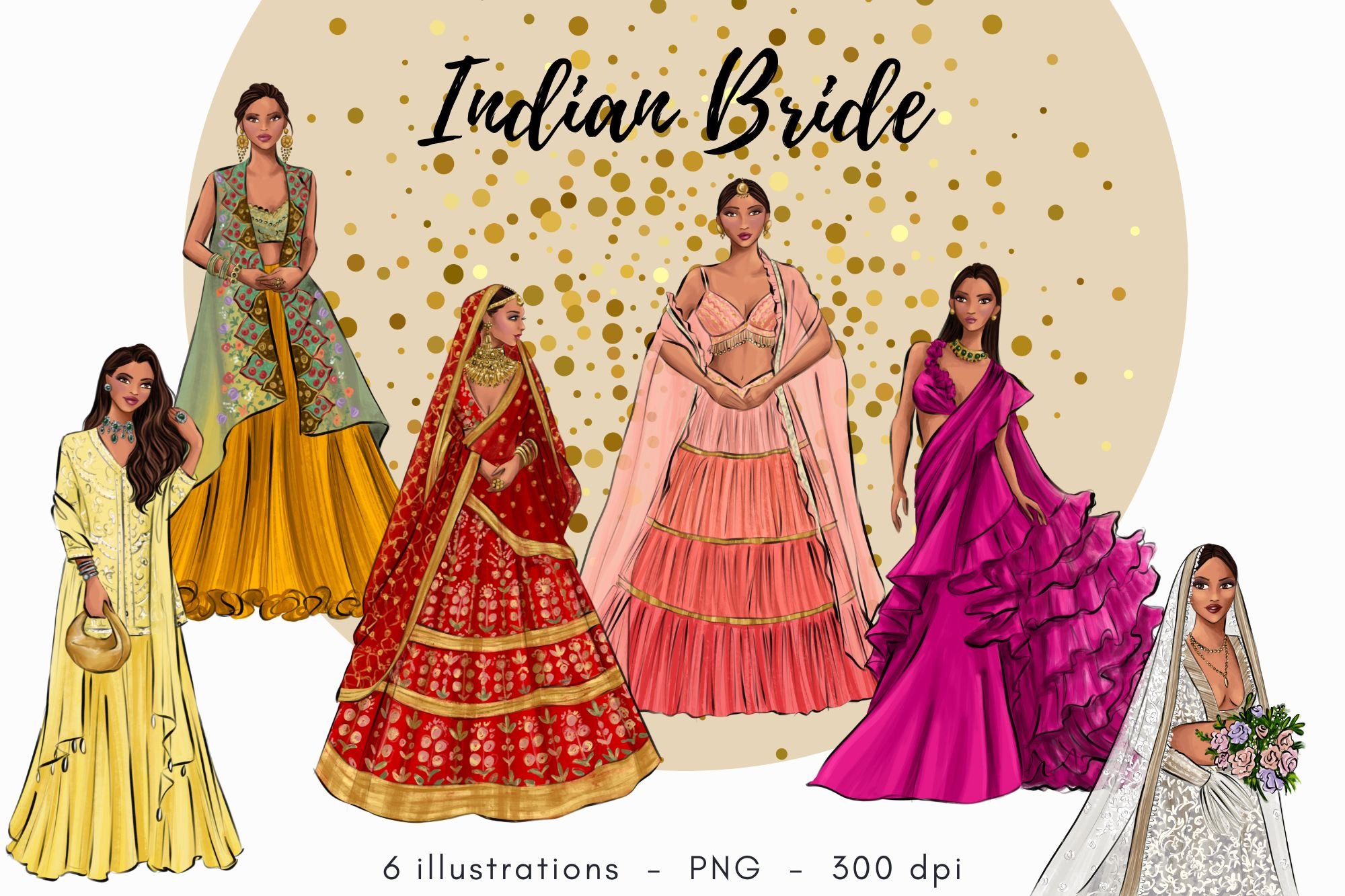 Indian Bride clipart PNG cover image.