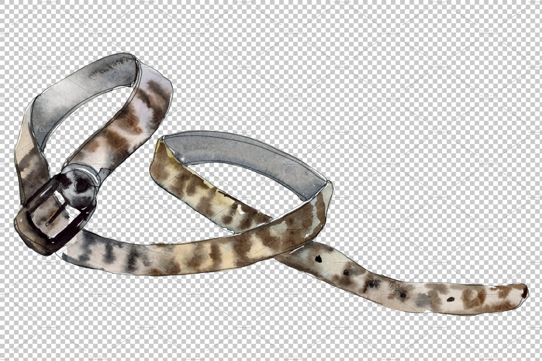 Chains, leather belts Watercolor png preview image.