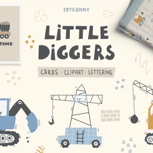 Little Diggers clipart & patterns cover image.