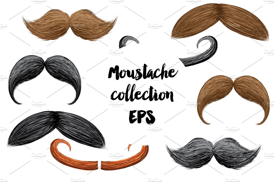 Stylish moustache vector set cover image.