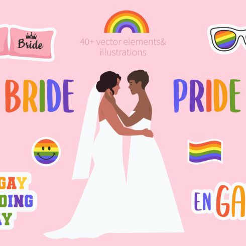Bride Pride LGBT wedding vectors cover image.