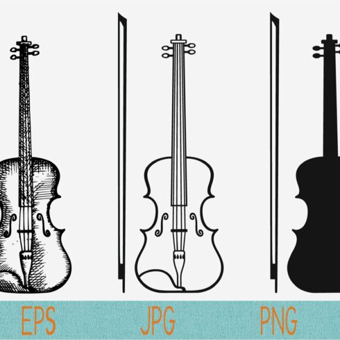 violin, bow set vector svg png eps cover image.