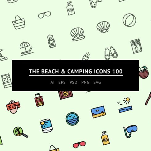 The Beach & Camping Icons 100 cover image.