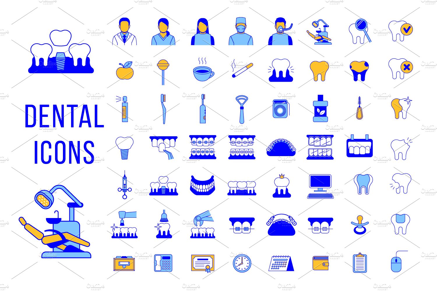 Dental Clinic Services Line Icons cover image.