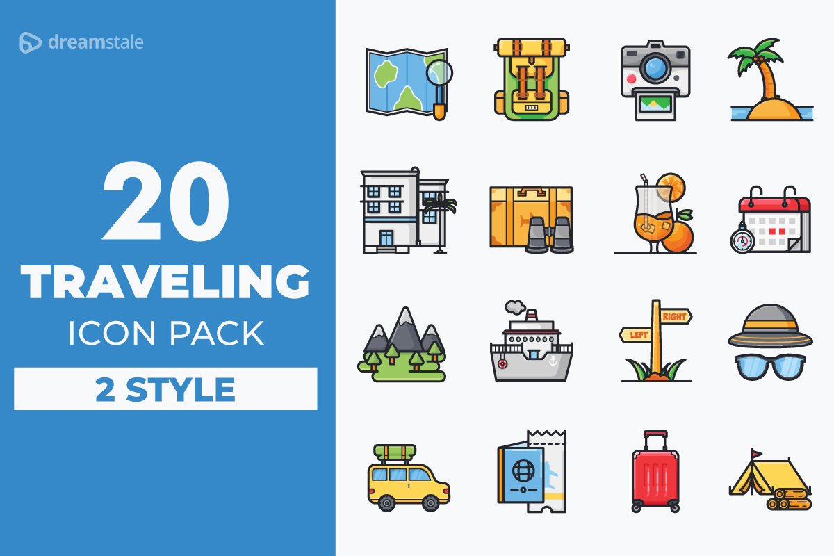 Traveling icon pack cover image.