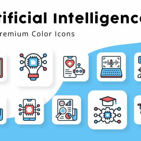 Artificial Intelligence Color Icons cover image.