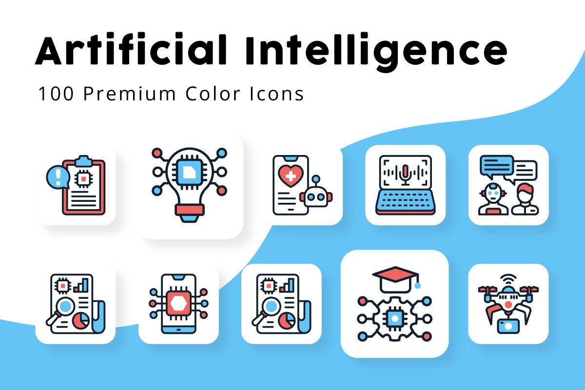 Artificial Intelligence Color Icons cover image.