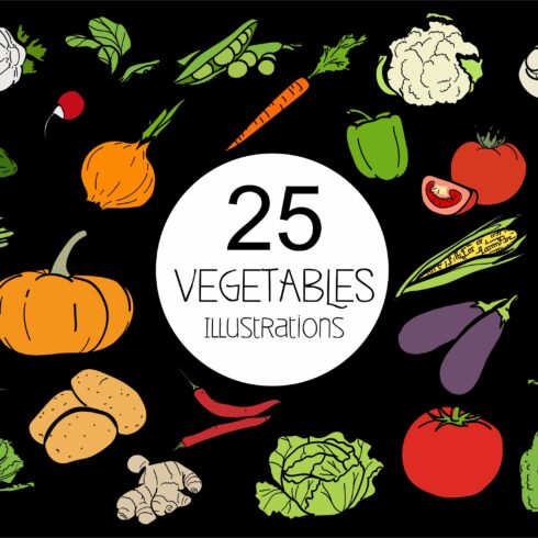 Vegetables 25 types of garden plants cover image.