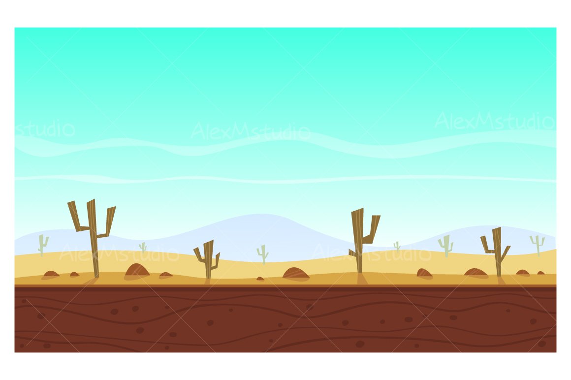 Desert cartoon game background cover image.