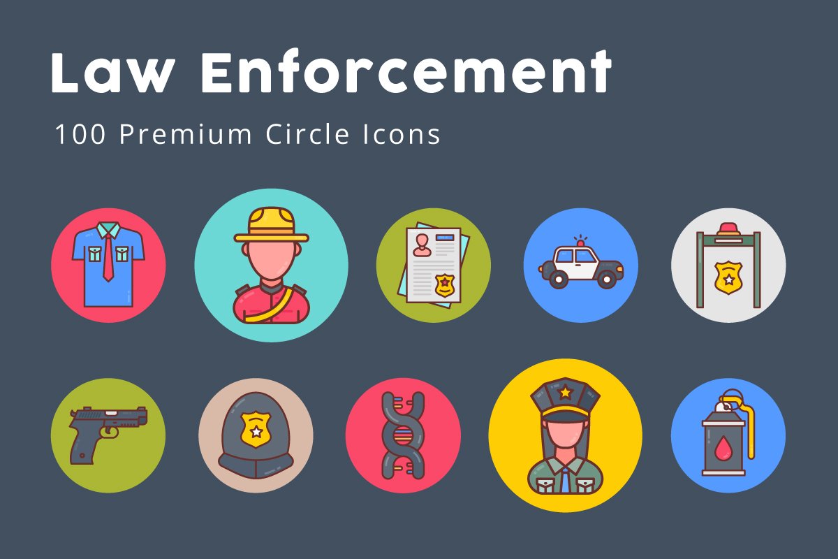Law Enforcement Unique Circle Icons cover image.