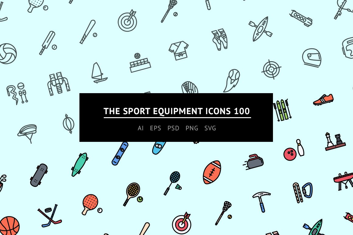 The Sport Equipment Icons 100 cover image.