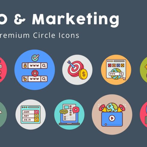 SEO and Marketing Circle Icons cover image.