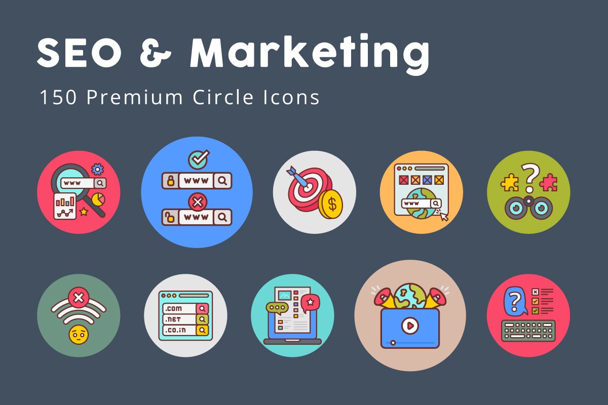 SEO and Marketing Circle Icons cover image.