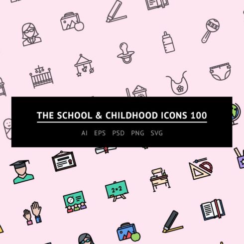 The School & Childhood Icons 100 cover image.