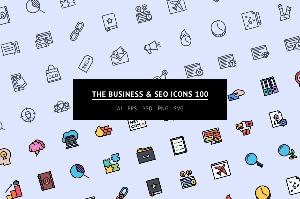 The Business & SEO Icons 100 cover image.