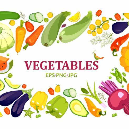 Set of vector vegetables cover image.