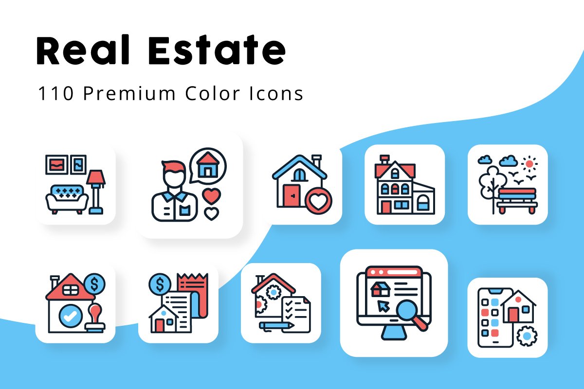 Real Estate Color Icons cover image.
