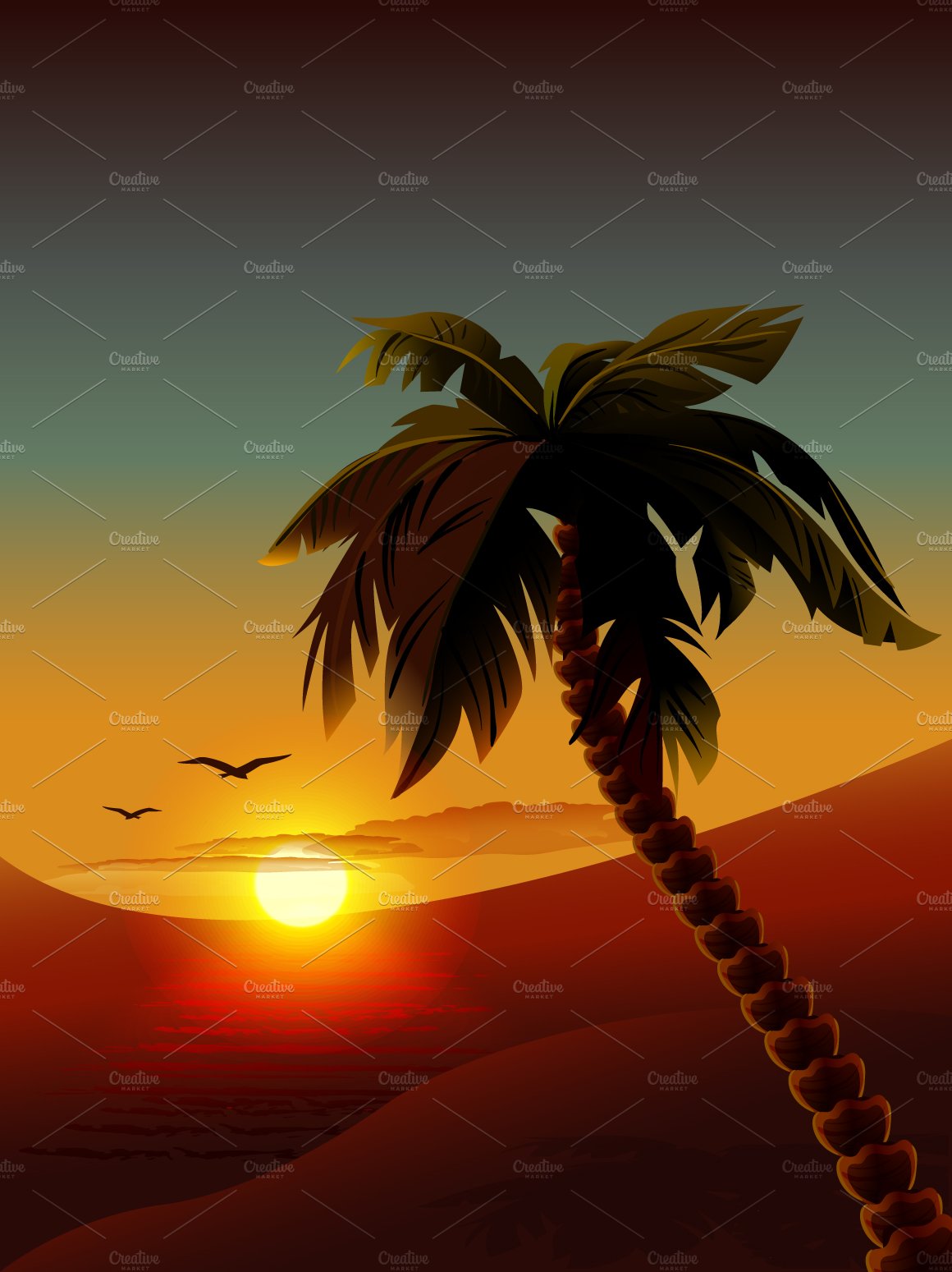 Palm tree on tropical island preview image.