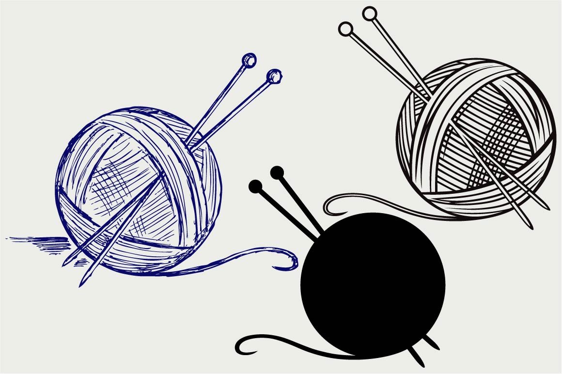 Yarn balls with needles SVG cover image.