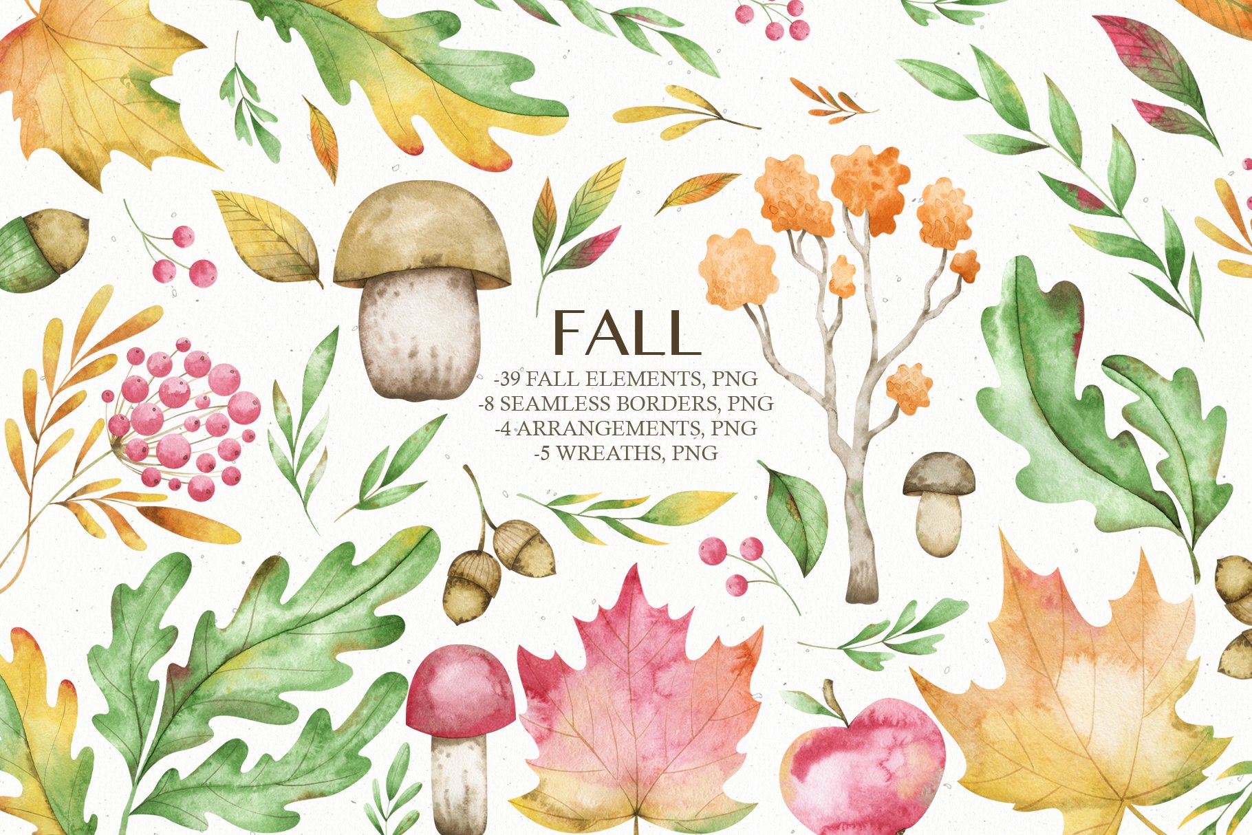 Watercolor fall clipart cover image.