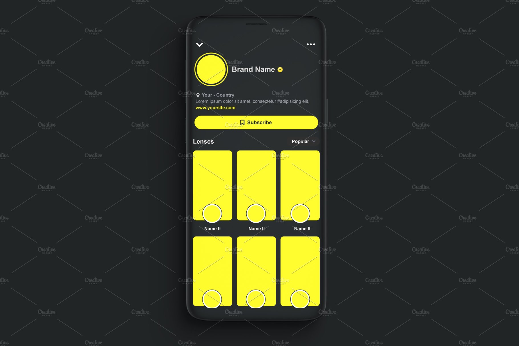 Snapchat Template Mockup PSD preview image.