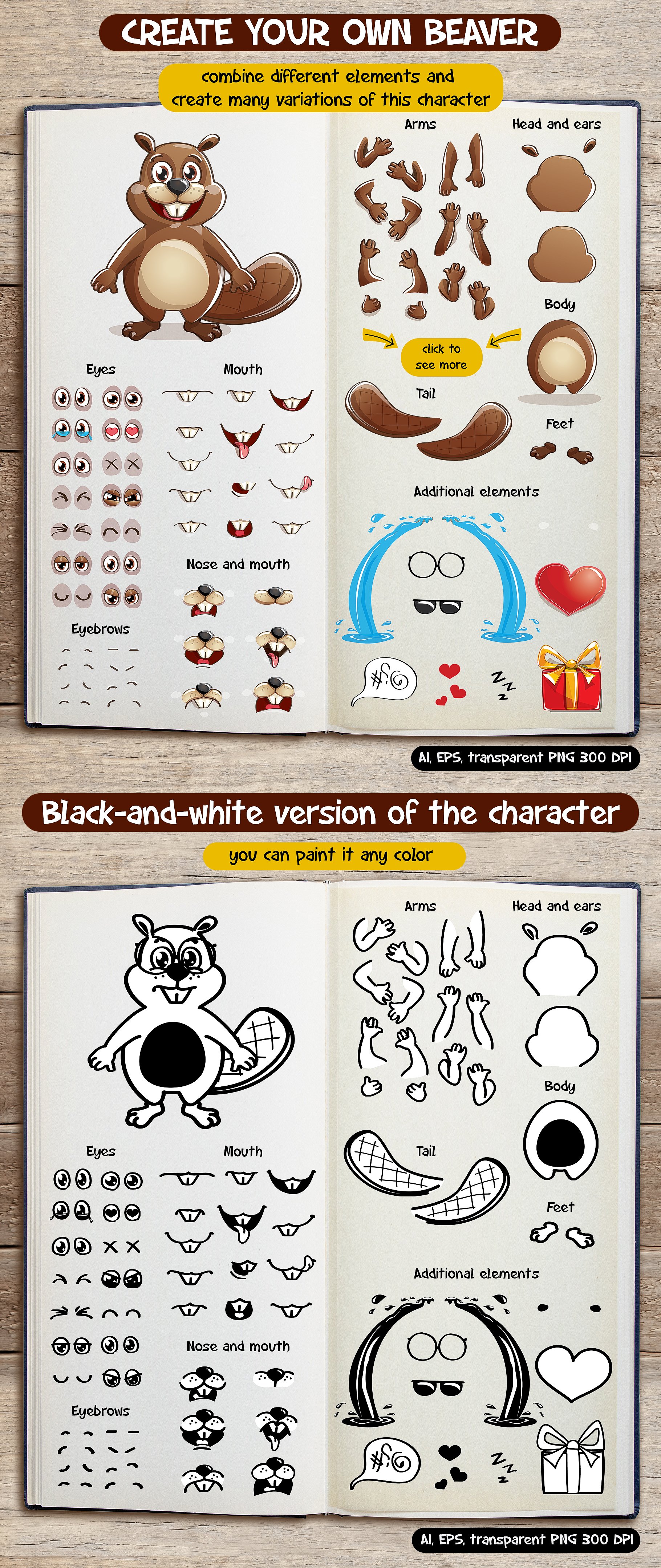 Beaver character creator + lettering preview image.