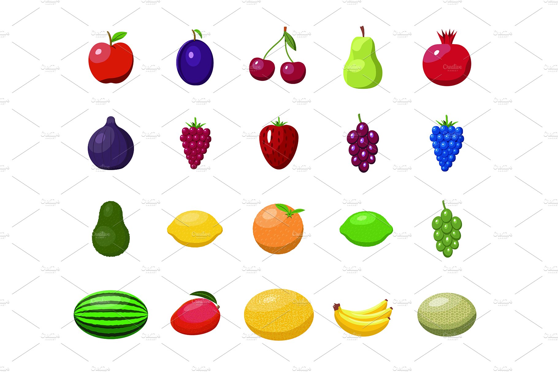 Fruit and berries illustration set. preview image.