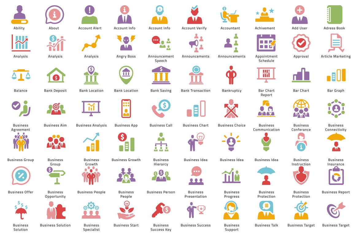 700 Mega Business Icons preview image.