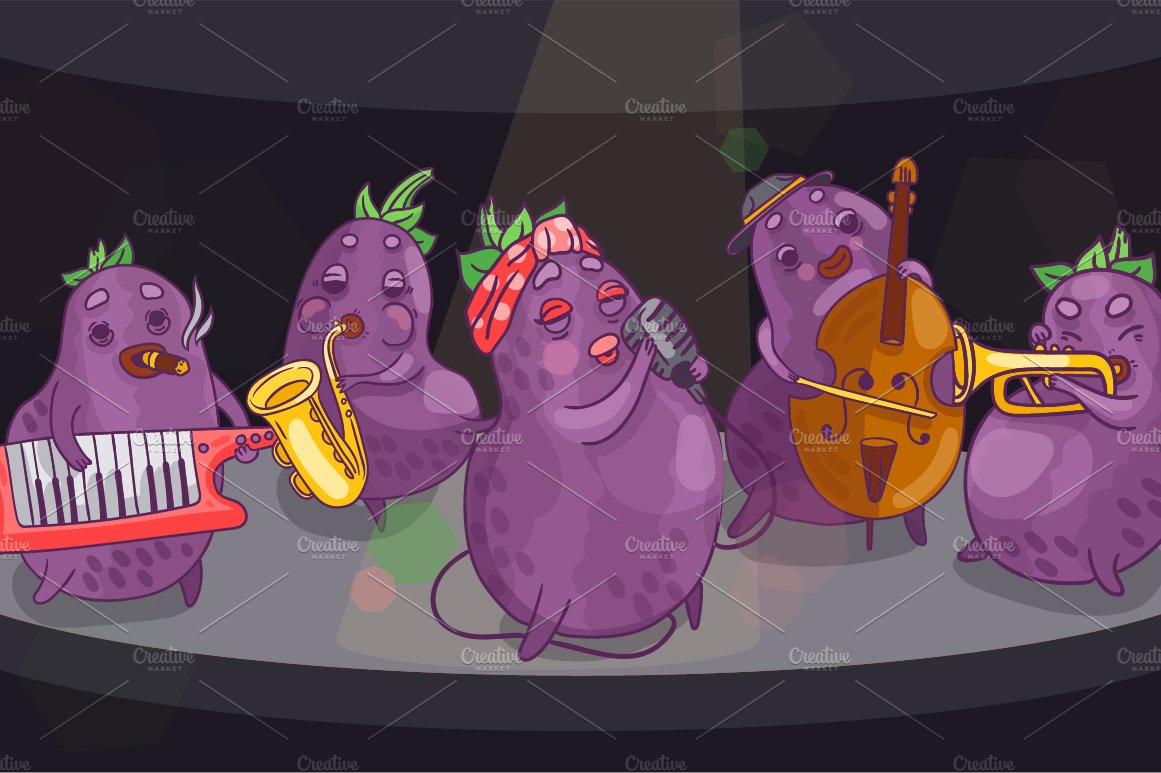 1 illustration jazz band Eggplant preview image.