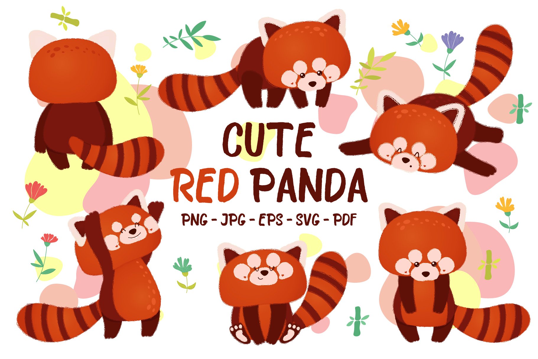 Illustration  cute red panda bear cover image.