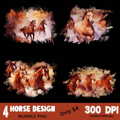 Horse T-shirt - 4 Png Designs Bundle - Only $4! cover image.