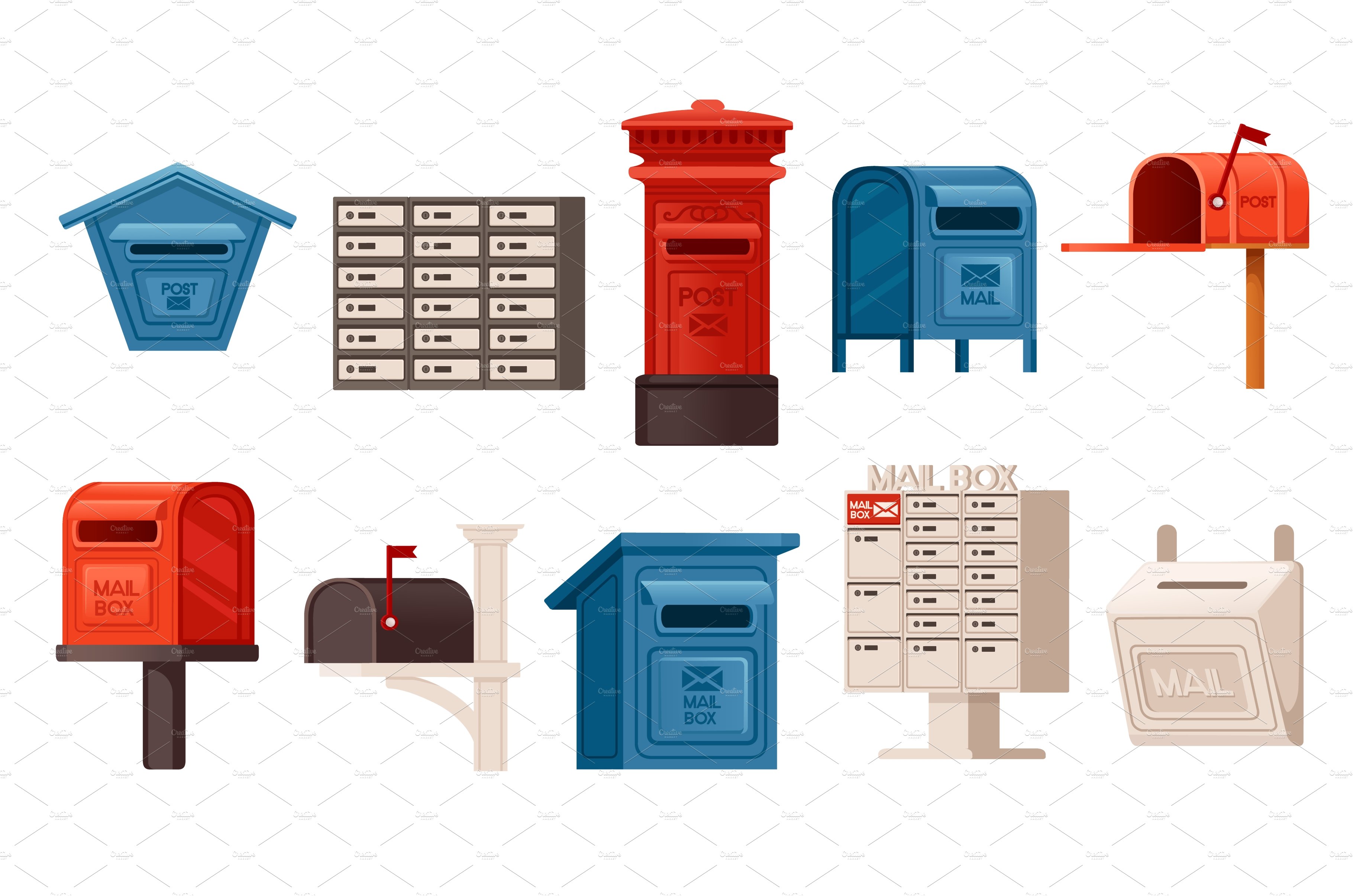 Collection of classic style mailbox cover image.