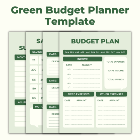 Green Budget Planner Canva Template cover image.