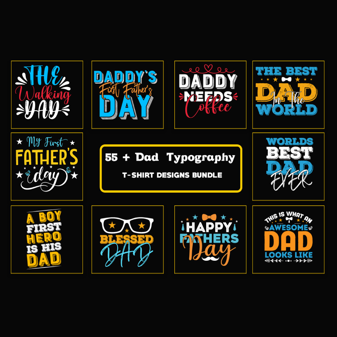 dad typography t-shirt Bundle or fathers day t-shirt Bundle preview image.