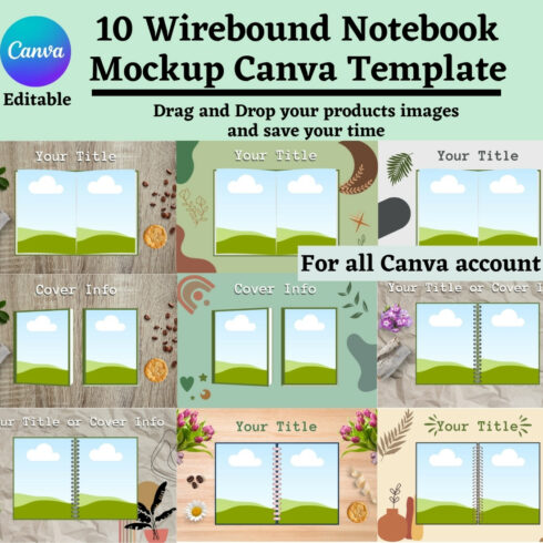 Wirebound Notebook Mockup Canva Template cover image.