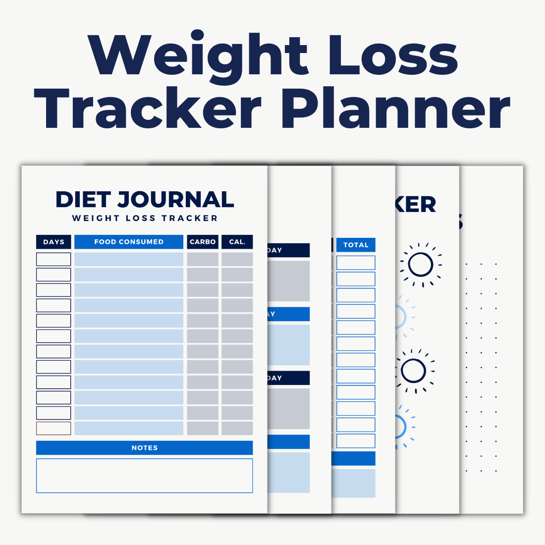 Weight Loss Tracker Planner Template cover image.