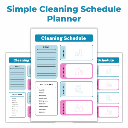 Simple Cleaning Schedule Planner Template cover image.