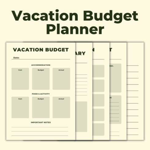 Minimalist Vacation Budget Planner Template cover image.