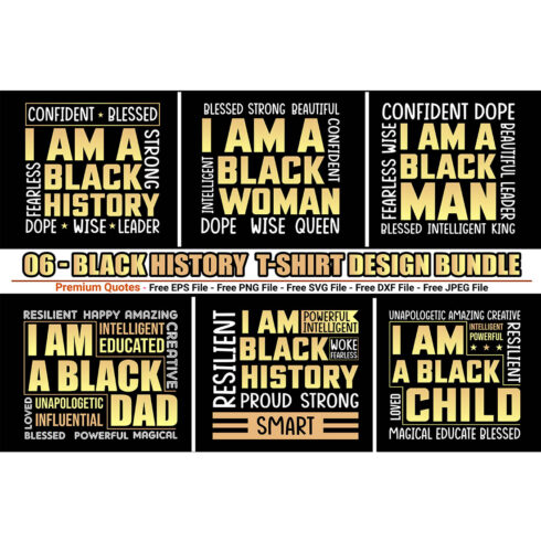 Black history t-shirt design bundle cover image.