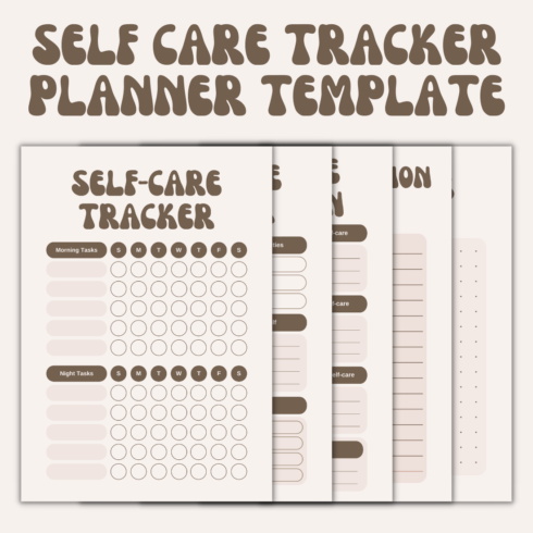 Self Care Tracker Planner Template cover image.