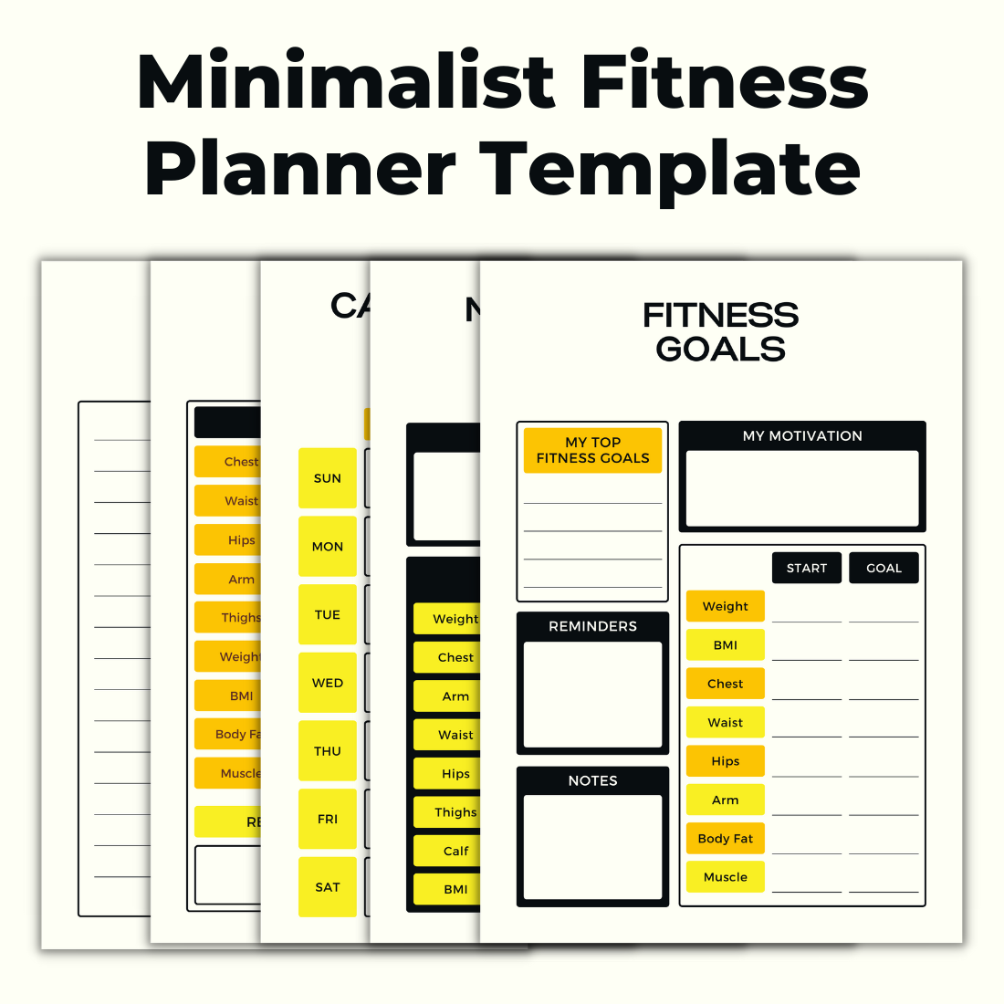 Minimalist Fitness Planner Canva Template cover image.