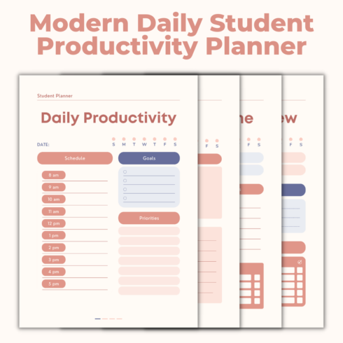 Modern Daily Student Productivity Planner Template cover image.