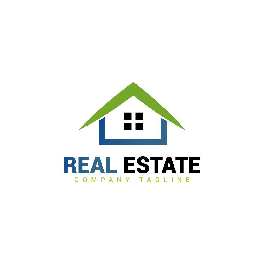 Real estate logo with green dark blue color cover image.