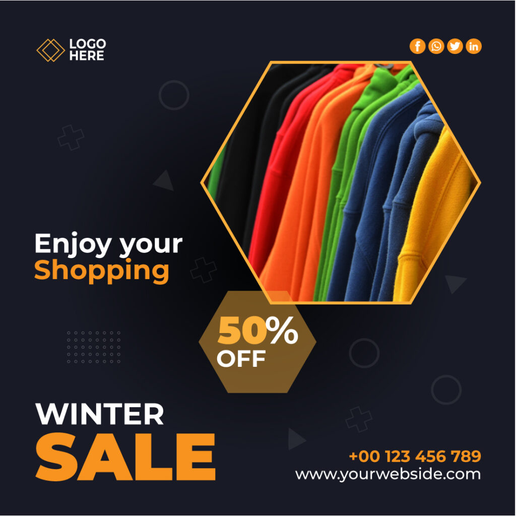 Winter Sell social media post template. - MasterBundles