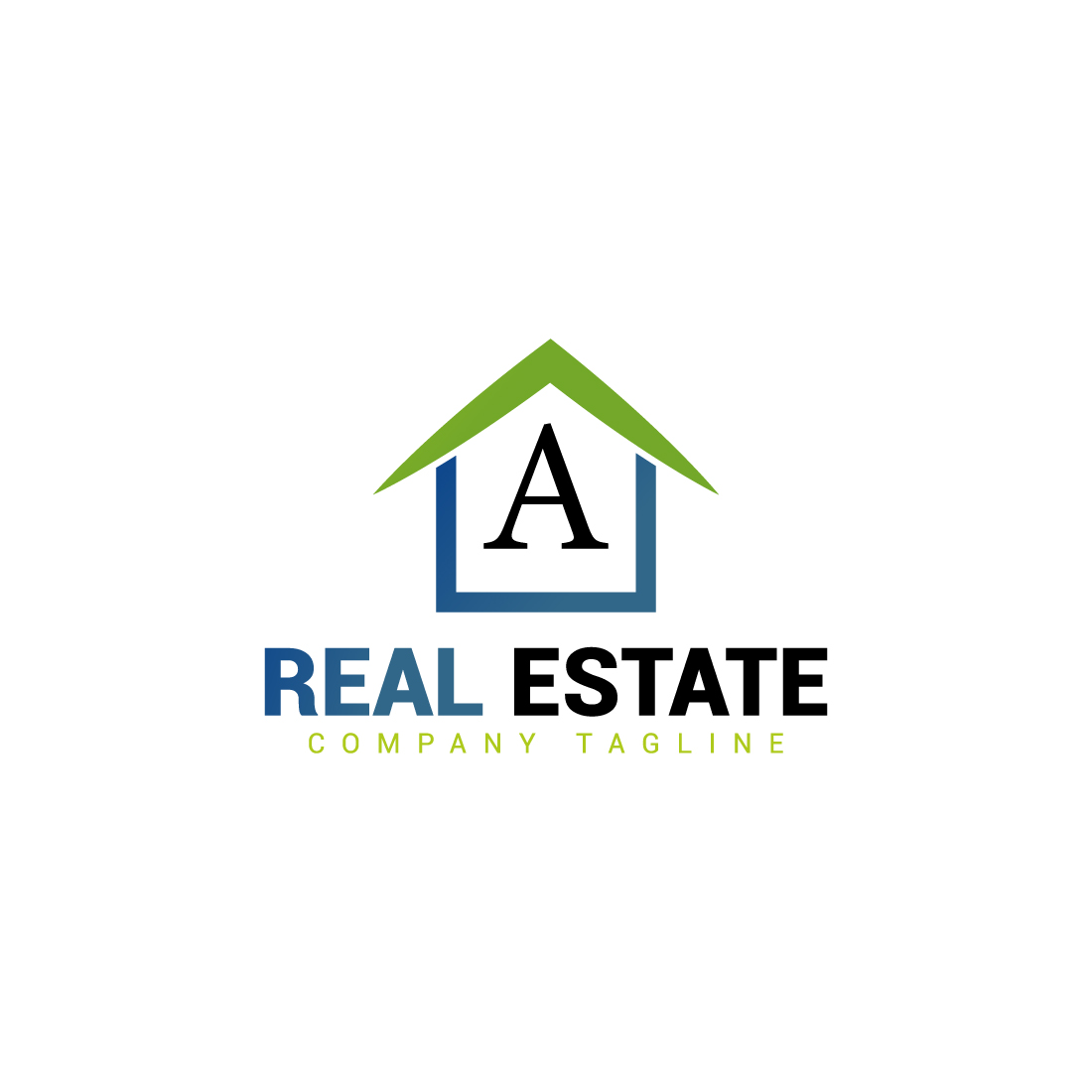 A Real estate logo with green dark blue color cover image.