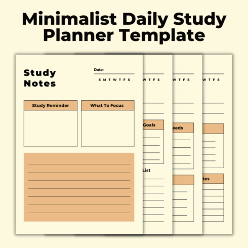 Minimalist Daily Study Planner Canva Template cover image.