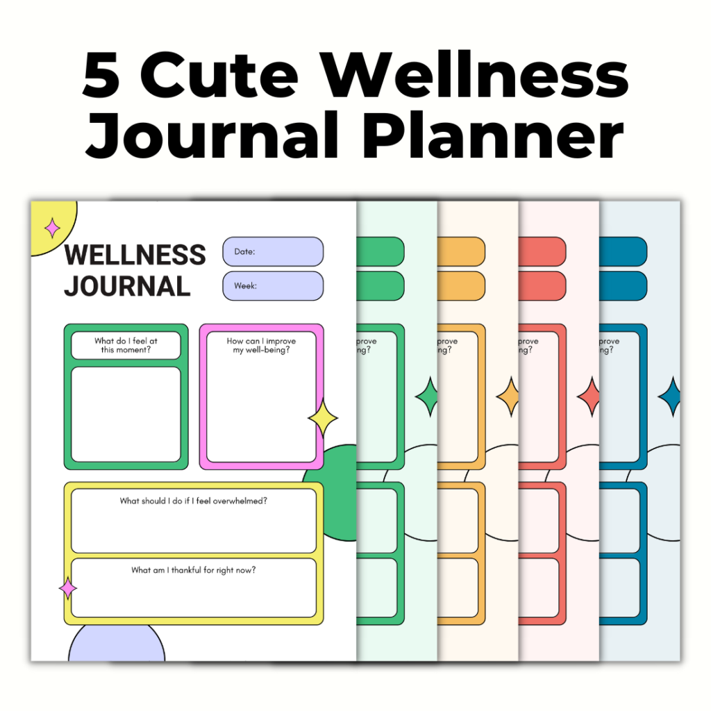 5 Cute Wellness Journal Planners Template - MasterBundles